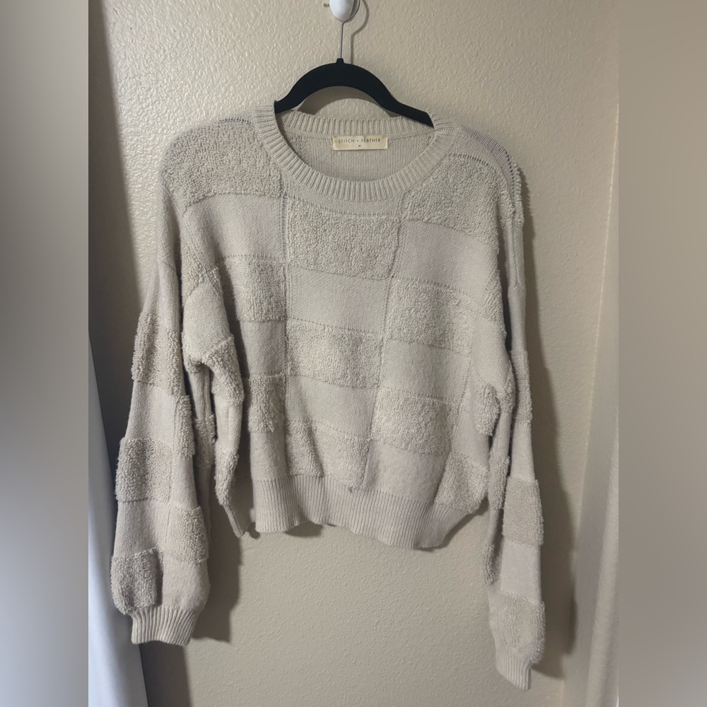 Stitch and Feather Cozy Cream Sweater